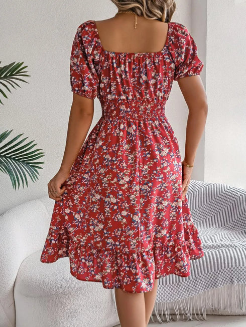 ruffled-hem-floral-puff-sleeve-dress OhSoStyled at Sophia's Style-16