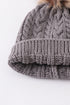 Grey cable knit pom pom beanie hat baby toddler adult