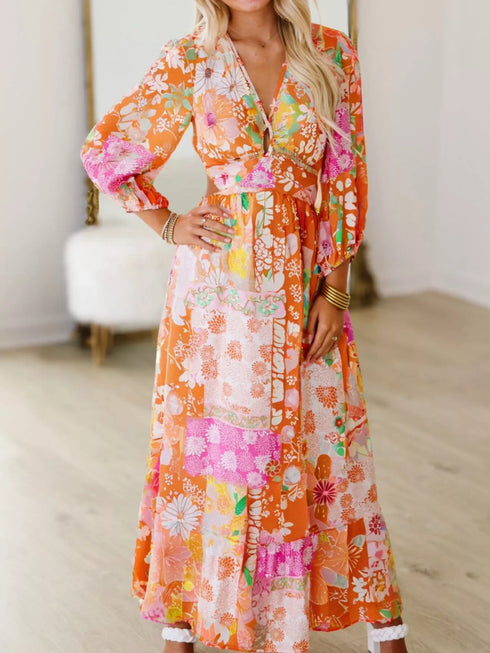 vibrant-floral-long-sleeve-dress-with-lace-up-back-OhSoStyled-Sophia's-Style-1