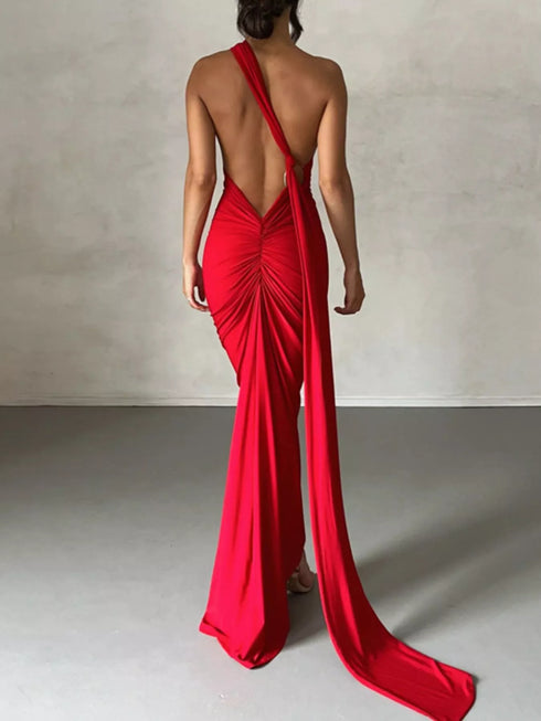 backless-one-shoulder-ruched-bodycon-maxi-dress-OhSoStyled-Sophia's-Style-13