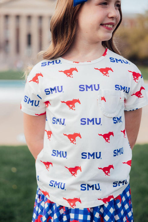 smu-white-mustang-ruffle-pocket-tee Mila & Rose - Sophia's Style-4
