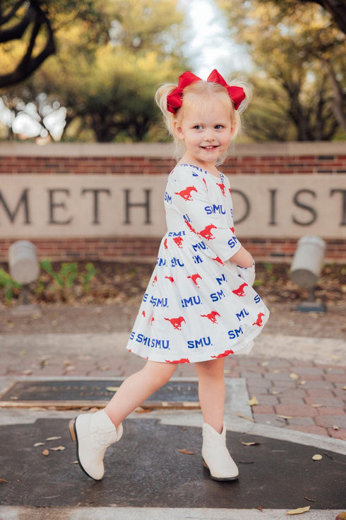 smu-white-mustang-3-4-sleeve-pocket-twirl-dress Mila & Rose - Sophia's Style-2