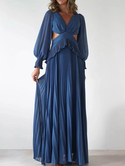 backless-pleated-long-sleeve-maxi-dress-OhSoStyled-Sophia's-Style-5