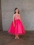 Flower Girl Dress with Gold Embroidered Top and Tulle Overlay Skirt, Sizes 2-16