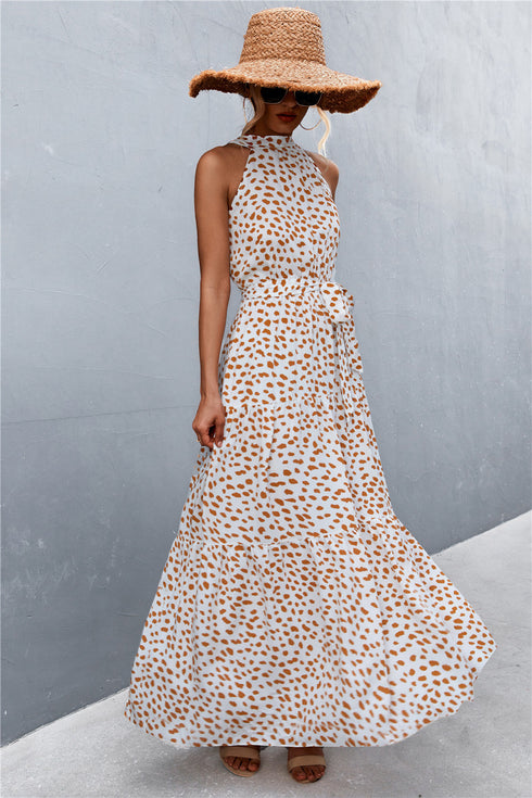 printed-sleeveless-tie-waist-maxi-dress Sophia's Trends - Sophia's Style-Black/Floral-M