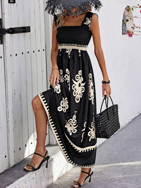 smocked-printed-wide-strap-maxi-dress OhSoStyled - Sophia's Style in Black-3