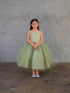 Flower Girl Dress with Gold Embroidered Top and Tulle Overlay Skirt, Sizes 2-16