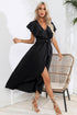 ruffled-tied-v-neck-midi-dress Sophia's Trends - Sophia's Style-Black-XL