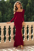 square-neck-long-sleeve-dress Sophia's Trends - Sophia's Style-Wine-M