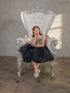 Flower Girl Dress with Gold Embroidered Top and Tulle Overlay Skirt, Sizes 2-16