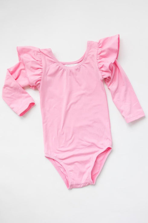 bubblegum-pink-l-s-flutter-sleeve-leotard Mila & Rose - Sophia's Style-Bubblegum Pink L/S Flutter Sleeve Leotard-6-12M--1