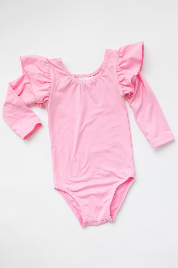 bubblegum-pink-l-s-flutter-sleeve-leotard Mila & Rose - Sophia's Style-Bubblegum Pink L/S Flutter Sleeve Leotard-6-12M--1