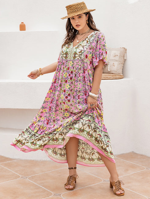 plus-size-floral-tie-neck-flutter-sleeve-maxi-dress-2 OhSoStyled - Sophia's Style-2