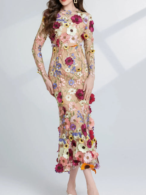 floral-embroidered-mesh-long-sleeve-midi-dress-OhSoStyled-Sophia's-Style-5