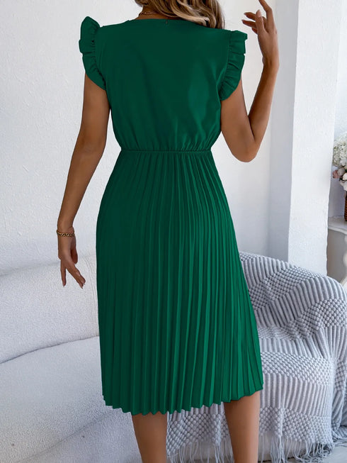 lace-detail-ruffled-cap-sleeve-pleated-dress OhSoStyled at Sophia's Style-7