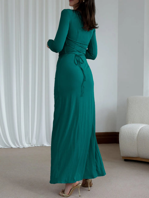 ruched-long-sleeve-maxi-dress-1-OhSoStyled-Sophia's-Style-10