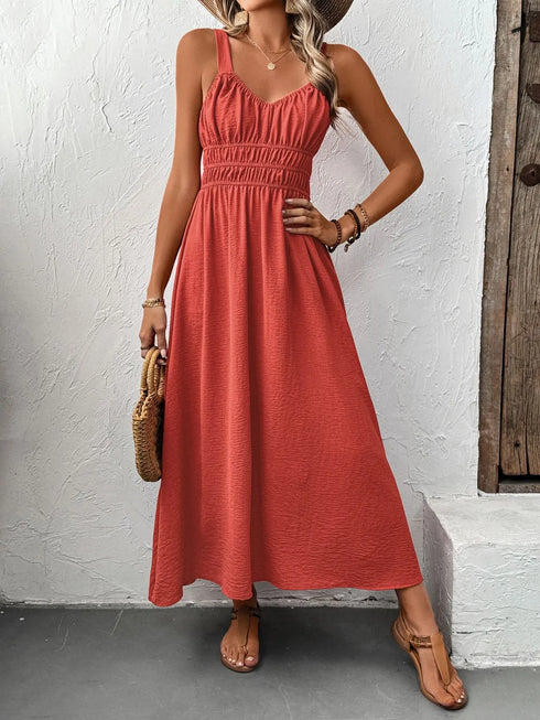 v-neck-wide-strap-midi-cami-dress OhSoStyled - Sophia's Style in Orange-Red-3