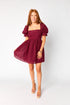 faye-babydoll-mini-dress-maroon Buddy Love - Sophia's Style-Faye Babydoll Mini Dress - Maroon-Maroon Check-XS-1