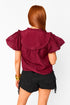 leeland-puff-sleeve-top-maroon Buddy Love - Sophia's Style--Maroon Check-M-3