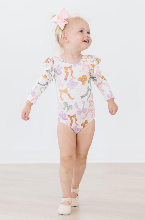 boho-bows-l-s-flutter-sleeve-leotard Mila & Rose at Sophia's Style-Boho Bows L/S Flutter Sleeve Leotard-6-12M-Flutter Leotard L/S-1