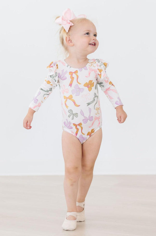boho-bows-l-s-flutter-sleeve-leotard Mila & Rose at Sophia's Style-Boho Bows L/S Flutter Sleeve Leotard-6-12M-Flutter Leotard L/S-1