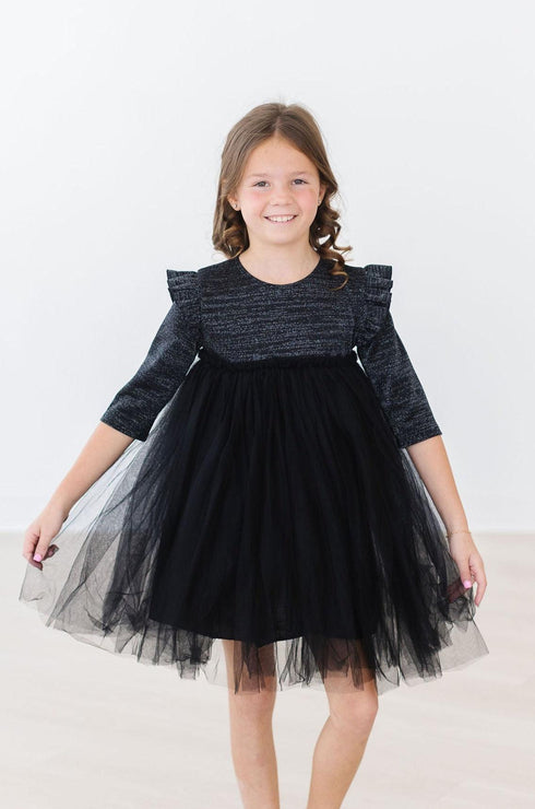 black-shimmer-3-4-sleeve-tutu-dress Mila & Rose - Sophia's Style--12-24M--2