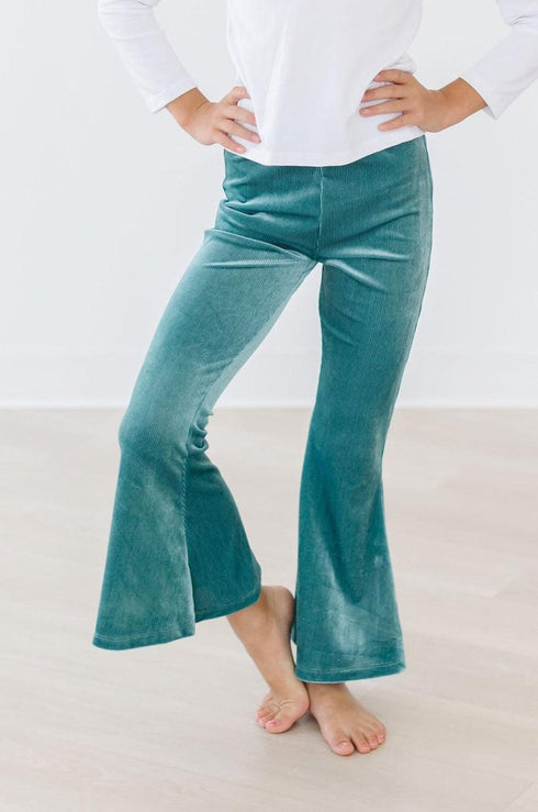 aquamarine-ribbed-velvet-bells Mila & Rose at Sophia's Style-Aquamarine Ribbed Velvet Bells-6-12M-Velvet Bells-1