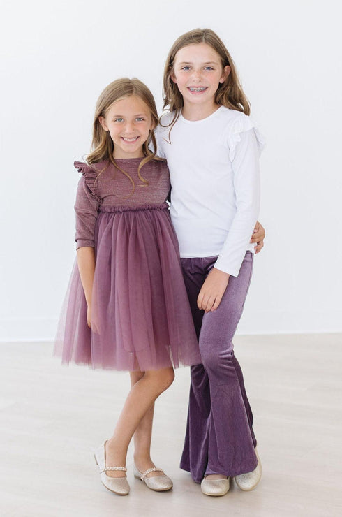 mauve-shimmer-3-4-sleeve-tutu-dress Mila & Rose - Sophia's Style-3