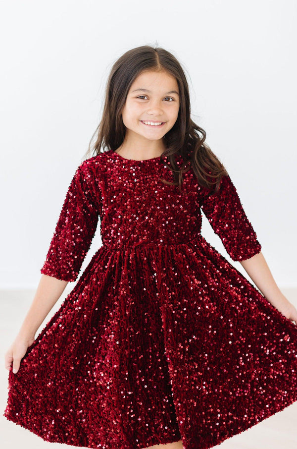 cranberry-velvet-sequin-dress Mila & Rose - Sophia's StyleSequin Dress-1