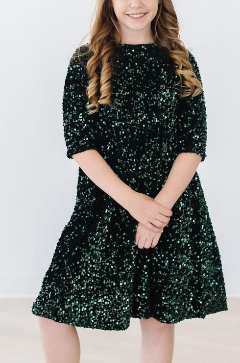 hunter-green-velvet-sequin-dress Mila Rose - Sophia's Style-5