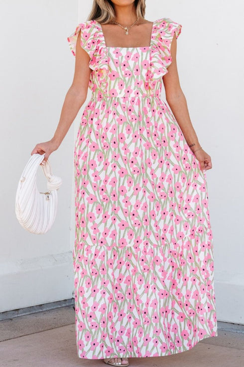 floral-print-square-neck-ruffled-cap-sleeve-maxi-dress OhSoStyled - Sophia's Style-3