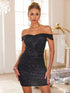 glitter-ruched-off-shoulder-mini-dress OhSoStyled - Sophia's Style in Black-1