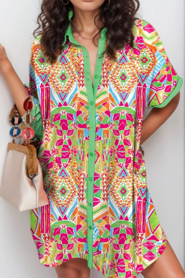 printed-button-down-short-sleeve-dress OhSoStyled at Sophia's Style-1
