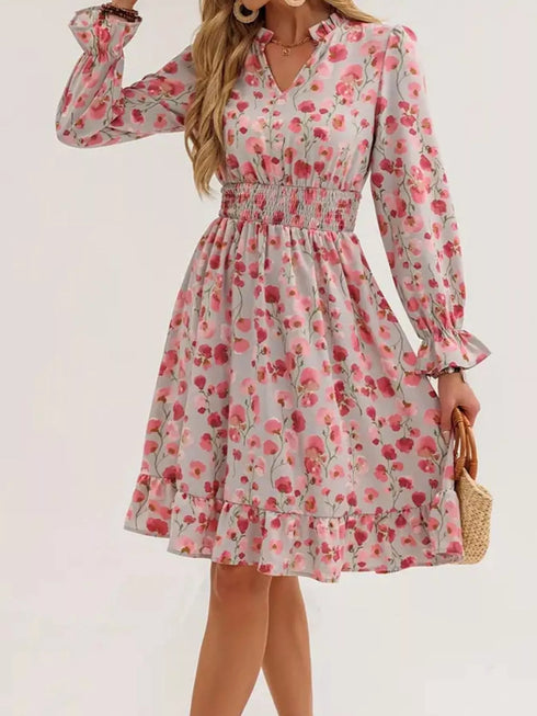 floral-notched-flounce-sleeve-dress-OhSoStyled-Sophia's-Style-5