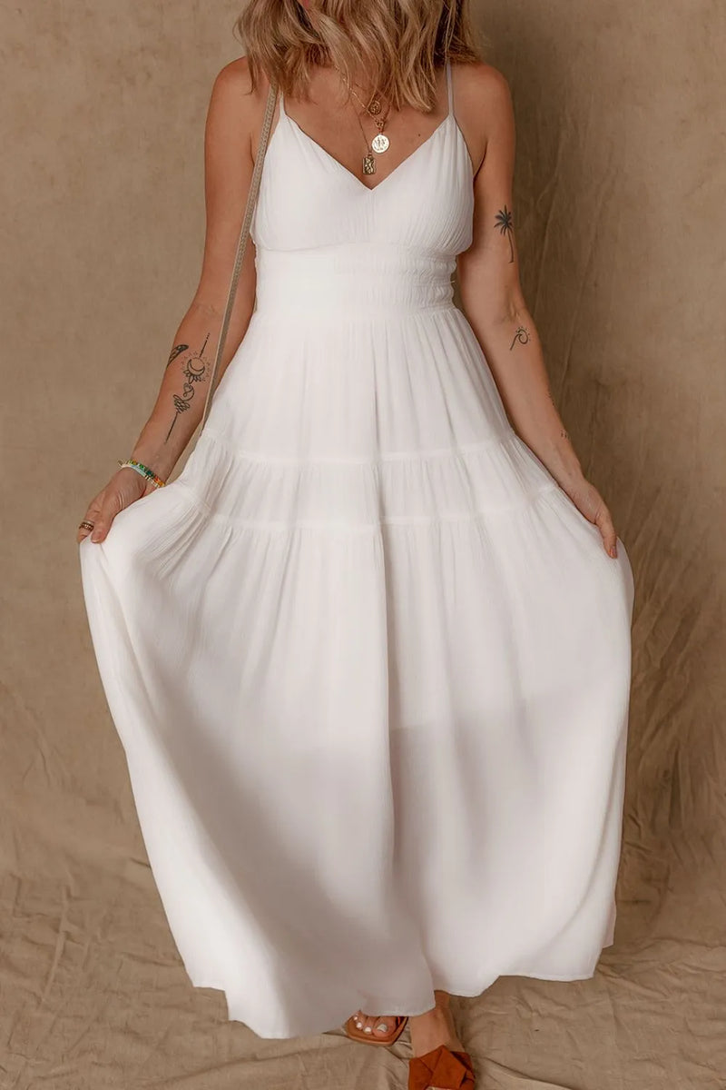 white christmas dresses Classic Tiered Midi Dress Black – Rhythm New Zealand main image 1