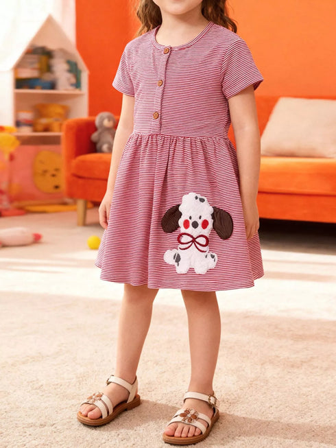 childrens-striped-puppy-short-sleeve-casual-dress-ohso-kids-sophias-style-2