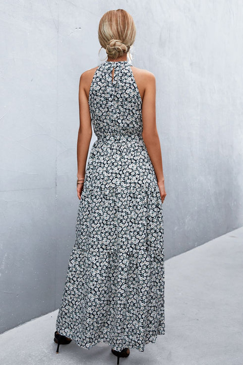 printed-sleeveless-tie-waist-maxi-dress Sophia's Trends - Sophia's Style-Mustard-L