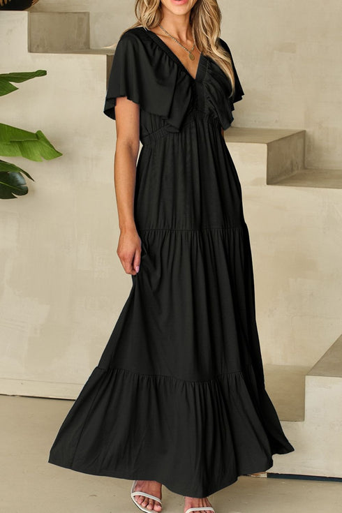 ruffled-v-neck-flutter-sleeve-maxi-dress OhSoStyled - Sophia's Style-16