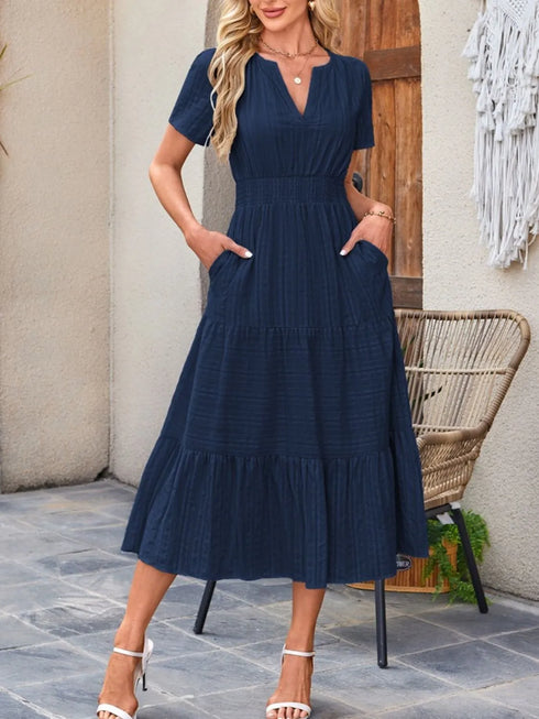 tiered-notched-short-sleeve-dress OhSoStyled at Sophia's Style-19