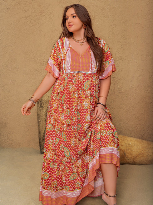 plus-size-printed-tie-neck-flutter-sleeve-maxi-dress-1 OhSoStyled - Sophia's Style-6