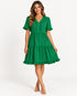 Tiered Notched Short Sleeve Mini Dress