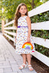 Girls White Unicorn Cotton Print Sleeveless Summer Dress with Bow, Sizes 2-21