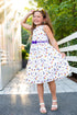 Girls White Unicorn Cotton Print Sleeveless Summer Dress with Bow, Sizes 2-21