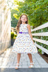 Girls White Unicorn Cotton Print Sleeveless Summer Dress with Bow, Sizes 2-21