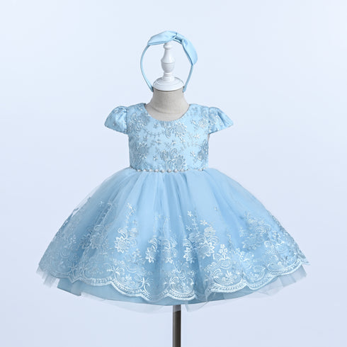Baby Girls Lace Tulle Party & Easter Dress with Matching Headband 6-24 Months