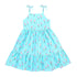 Girls Teal Flamingo Print Shoulder Tie Cotton Dress, Sizes 2-14