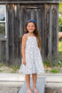 Girls White Nautical Print Shoulder Tie Cotton Dress, Sizes 2-14