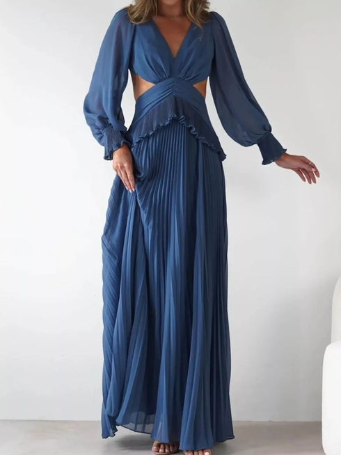 backless-pleated-long-sleeve-maxi-dress-OhSoStyled-Sophia's-Style-4