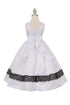 Girls White Satin Lace Trim Special Occasion Dress 2-14