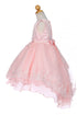 Girls High-Low Party Dress with Lace Appliqué – Easter, Flower Girl & Special Occasion Dress 3-12